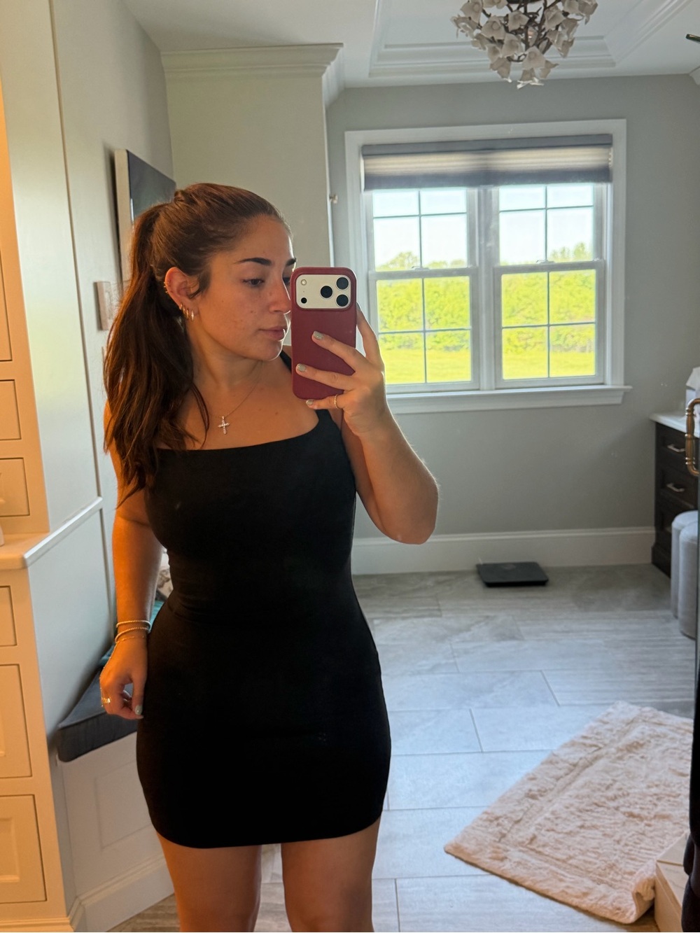 Garage Black Square-Neck Bodycon Mini Dress